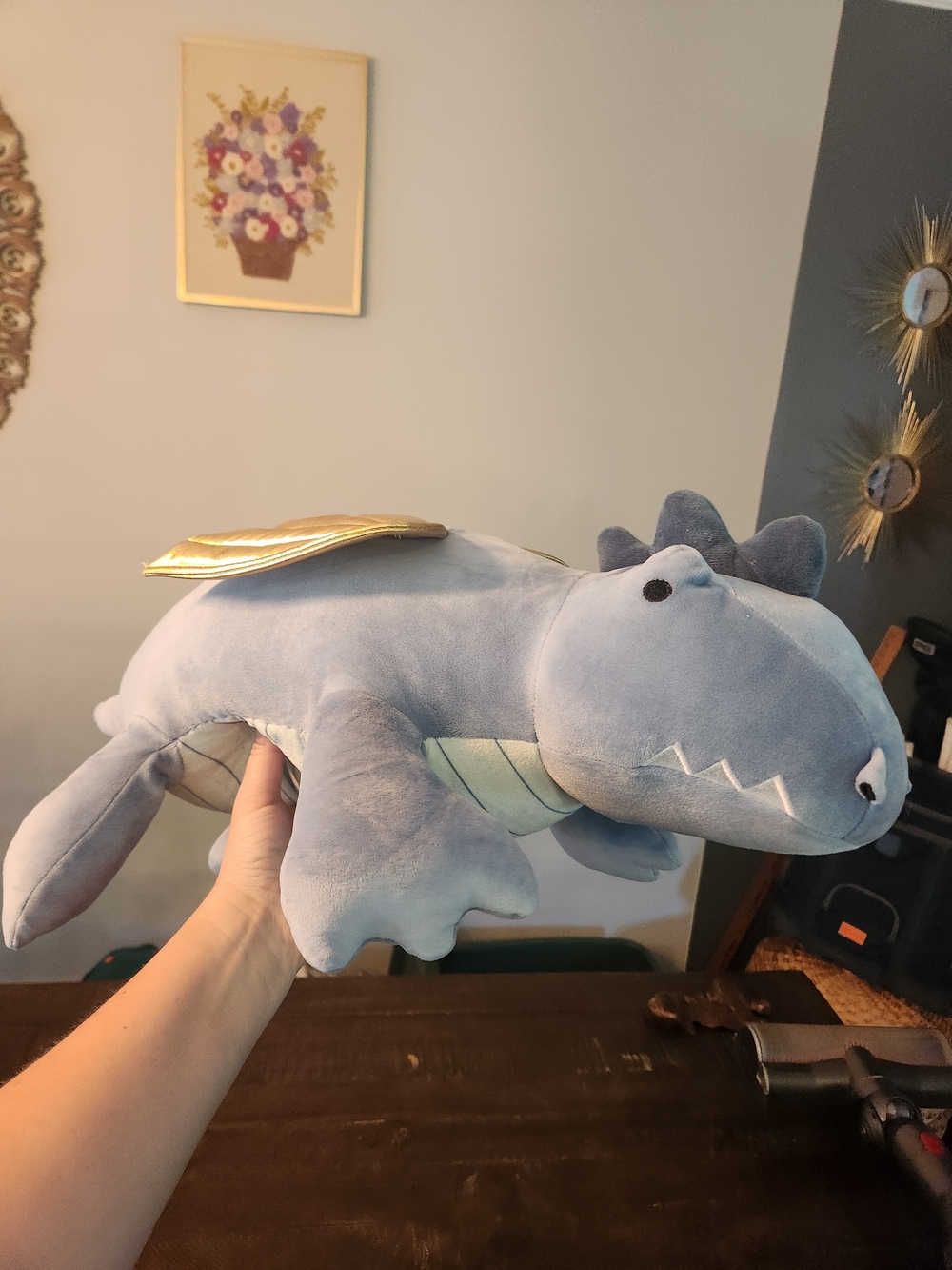 Pillowfort Bergen Blue Dragon Weighted Plush- NWOT